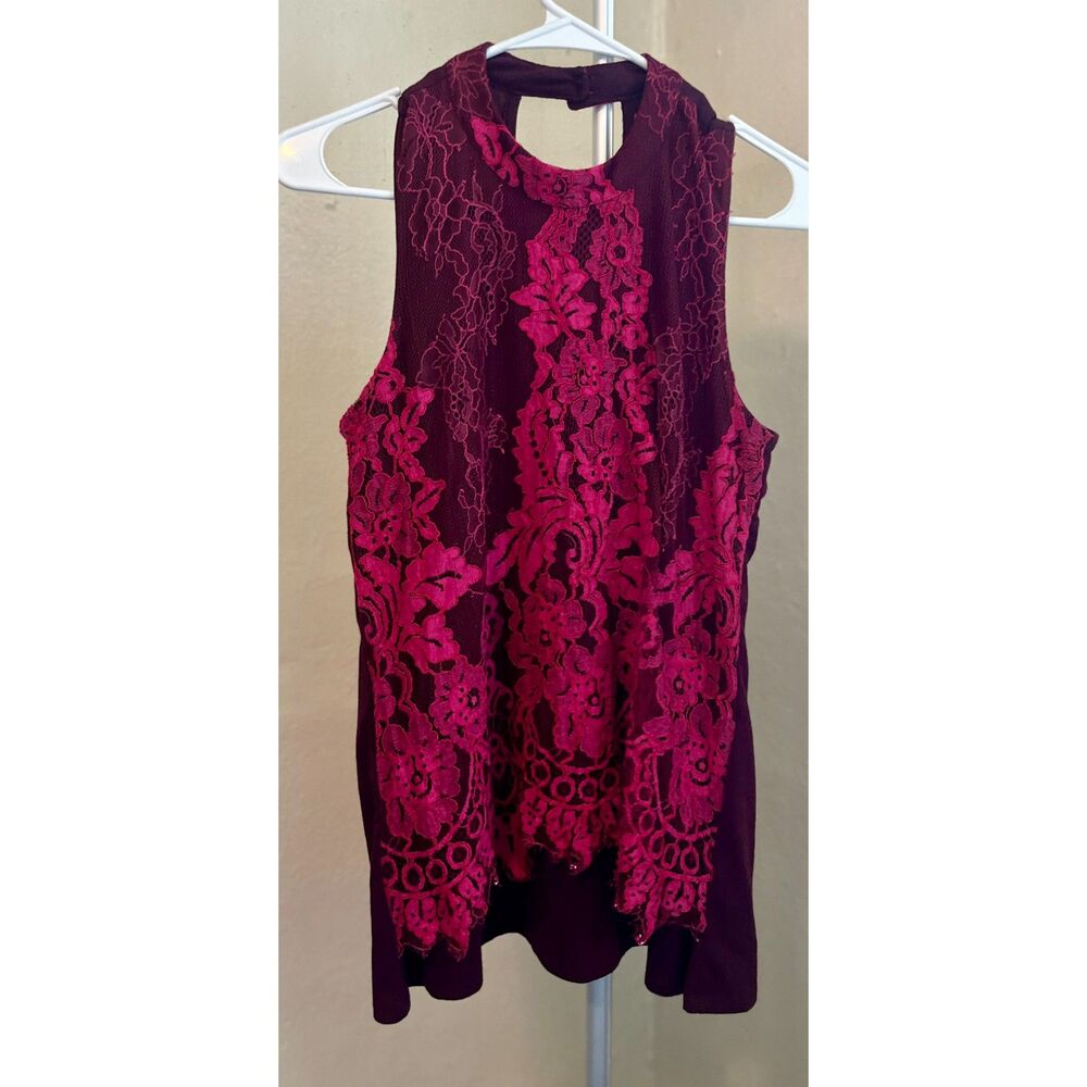 Maurices magenta lace layered tank Size M